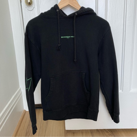 Shadow Hill Green Glow 2 Flash Black Green Glitter Lightning Drawstring Hoodie - Picture 3 of 7